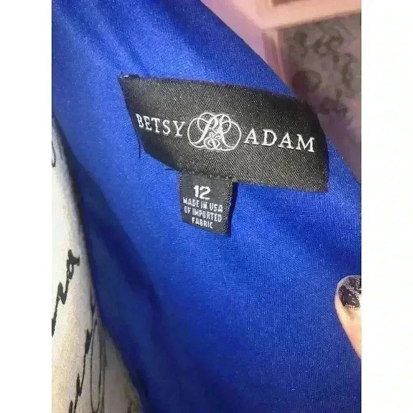 Royal blue Asymmetrical Scuba material Betsy & Adam Dress NWT Sz12 - Picture 10 of 11